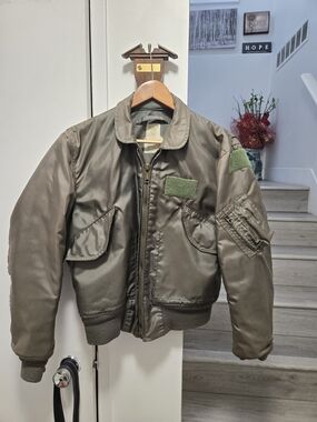 80s CWU-36/PGreen Military Flight/Bomber Jacket Size M